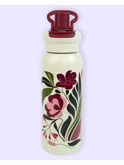 Little Surprise Box - Maroon Floral Flask Water Bottle, 600ml