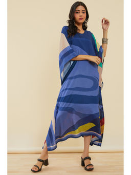Soch - Women Blue Abstract Print Viscose Kaftan