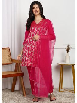 Gahan - Pink Zari Woven Kurta with Pant and Dupatta
