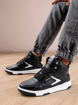Bacca Bucci - Cappuccino Skystompers Retro Black Mid-Top Sneakers