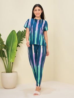 Sweet Dreams - Women Printed Pyjama Set - Blue