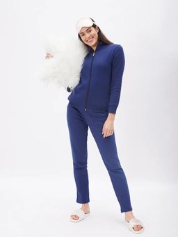Sweet Dreams - Women Solid Tracksuit - Navy Blue
