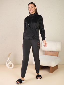 Sweet Dreams - Women Solid Tracksuit - Black