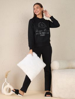 Sweet Dreams - Women Typography Tracksuit - Black