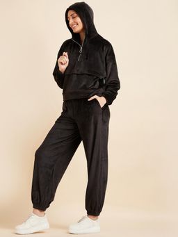 Sweet Dreams - Women Solid Tracksuit - Black