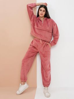 Sweet Dreams - Women Solid Tracksuit - Pink