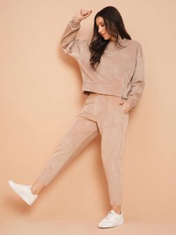 Sweet Dreams - Women Solid Tracksuit - Beige