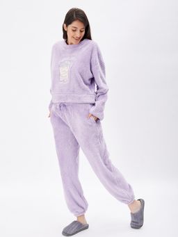 Sweet Dreams - Women Embroidered Tracksuit - Purple