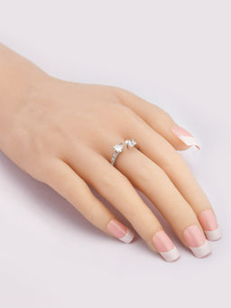 Yellow Chimes - Silver-Plated Crystal-Studded Adjustable Finger Ring (7)