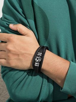 Joker and Witch - Joker & Witch Bennington Black Mens Leather Layered Bracelet