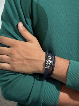 Joker and Witch - Joker & Witch Bennington Blue Mens Leather Layered Bracelet
