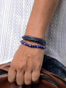 Joker and Witch - Joker & Witch Battle Band Blue Evil Eye Mens Bracelet