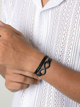 Joker and Witch - Joker & Witch Infinite Mens Black Leather Bracelet