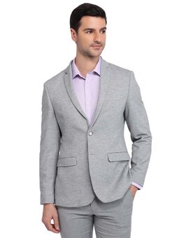 Park Avenue - Super Slim Fit Self Design Medium Grey Coats and Blazers