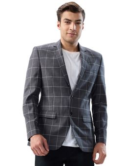 Park Avenue - Super Slim Fit Woven Design Dark Grey Coats and Blazers