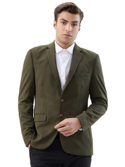 Parx - Urban Fit Printed Dark Green Coats and Blazers