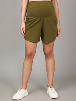 The Mom Store - Comfy Maternity Shorts- Olive