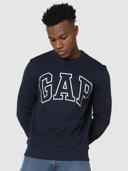 GAP - Men Navy Blue Solid Sweatshirt