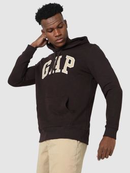 GAP - Men Brown Solid Hoodie