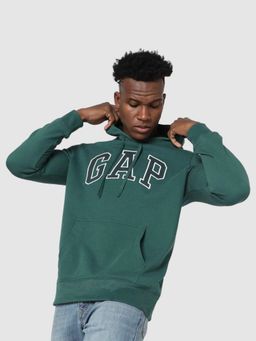 GAP - Men Green Solid Hoodie