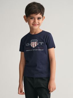 GANT - Boys Blue Regular Fit Archive Shield T-Shirt