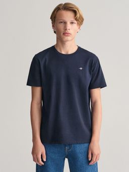 GANT - Boys Blue Solid Regular Fit Shield T-Shirt