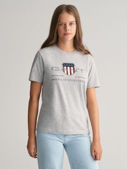 GANT - Grey Printed Regular Fit Archive Shield T-Shirt