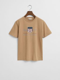 GANT - Brown Printed Regular Fit Archive Shield T-Shirt