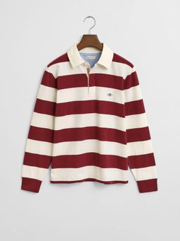 GANT - Boys Red/White Striped Regular Fit Heavy Rugger T-Shirt