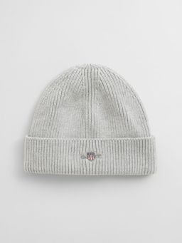 GANT - Boys Grey Solid Shield Cotton Beanie