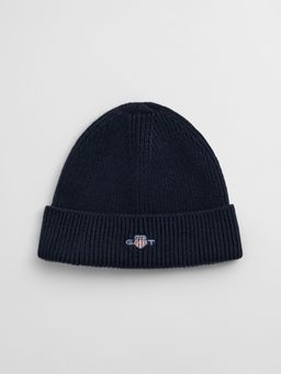 GANT - Blue Solid Shield Cotton Beanie