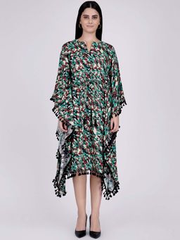 First Resort by Ramola Bachchan - Green Camouflage Mid Length Kaftan