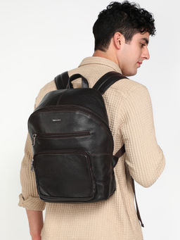 Sassora - Premium Leather Laptop Backpack Brown for Mens (M)