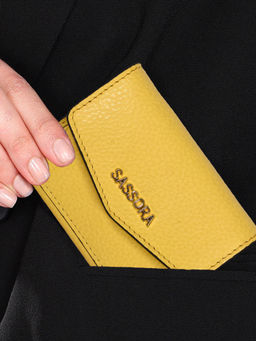 Sassora - Genuine Leather Yellow Card Holder for Women (S)