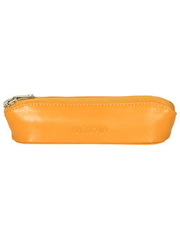 Sassora - Genuine Leather Orange Pen and Pencil Case (M)