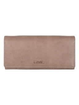 Sassora - Leather Beige RFID Women Purse (10 Card Slots) (M)