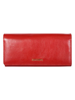 Sassora - Genuine Leather Red RFID Protected Women Purse (M)
