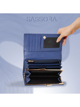 Sassora - Genuine Leather Blue RFID Women Purse (M)