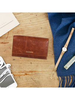 Sassora - Genuine Leather Brown RFID Protected Women Purse (M)