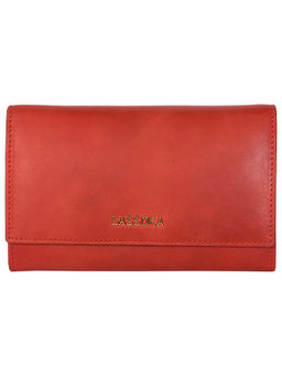 Sassora - Genuine Leather Red RFID Protected Women Purse (M)