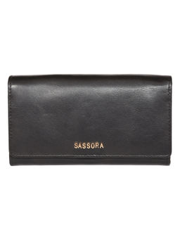 Sassora - Genuine Leather Black RFID Protected Women Purse (M)