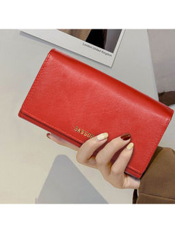 Sassora - Genuine Premium Leather Red RFID Purse for Women (M)