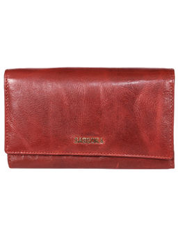 Sassora - Women Trendy Maroon Genuine Leather RFID Wallet (M)