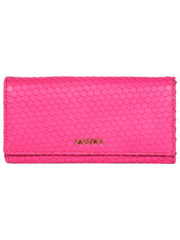Sassora - Genuine Leather Pink Women RFID Purse (6 card slots) (M)