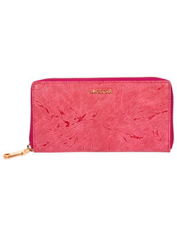 Sassora - Women Trendy Pink Genuine Leather RFID Wallet (4 Card Slots) (M)