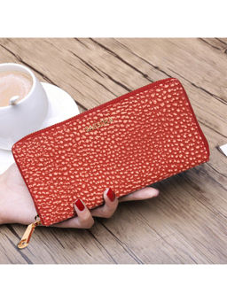 Sassora - Women Red Genuine Leather RFID Wallet (4 Card Slots) (M)