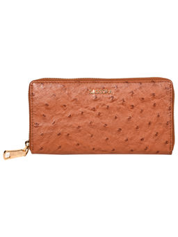 Sassora - Women Tan Genuine Leather RFID Wallet (4 Card Slots) (M)