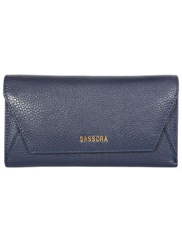 Sassora - Premium Leather Navy Blue Women RFID Wallet (M)