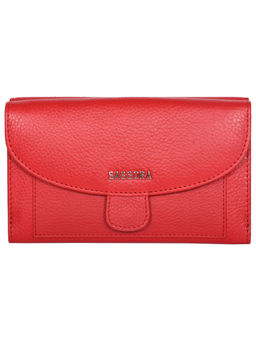 Sassora - Red Genuine Leather Stylish Women RFID Wallet (M)