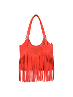 Sassora - Red 100% Premium Suede Leather Girls Shoulder Bag (S)